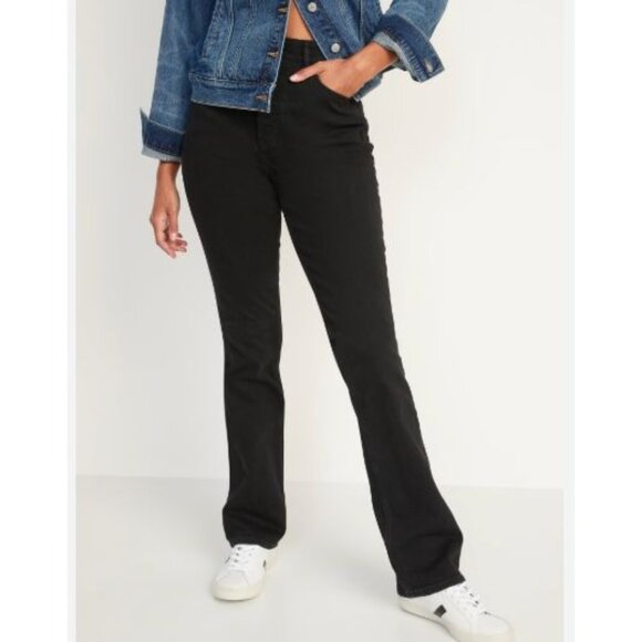 Old Navy Denim - OLD NAVY extra high rise kicker boot cut jeans in black size 6
